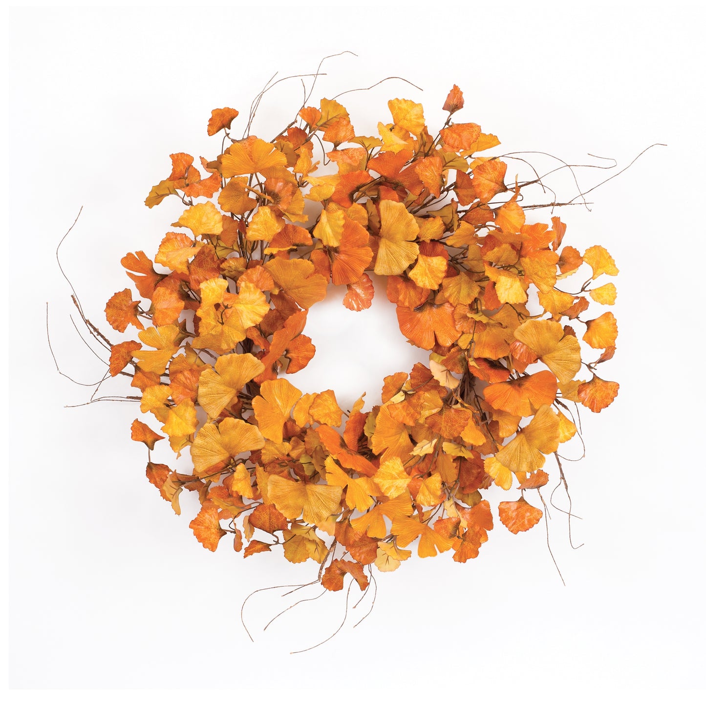 Fall Gingko Leaf Wreath 17"D Fabric