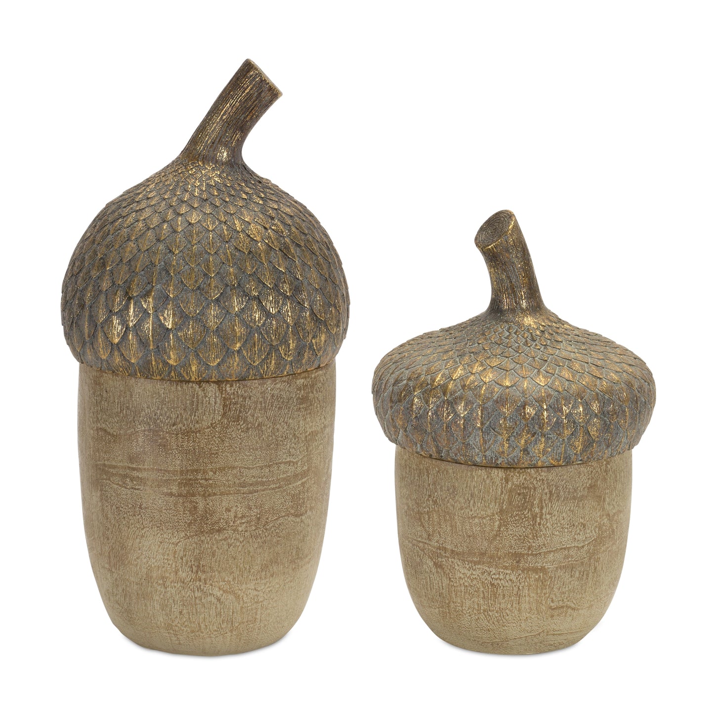 Acorn Box (Set Of 2) 5.25"D x 8.25"H, 5"D x 11.25"H Resin
