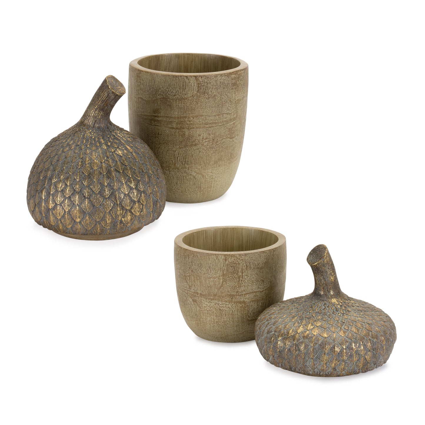 Acorn Box (Set Of 2) 5.25"D x 8.25"H, 5"D x 11.25"H Resin