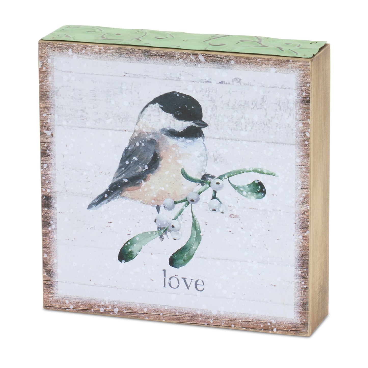 Chickadee Block Sign (Set Of 4) 6"Sq Mdf