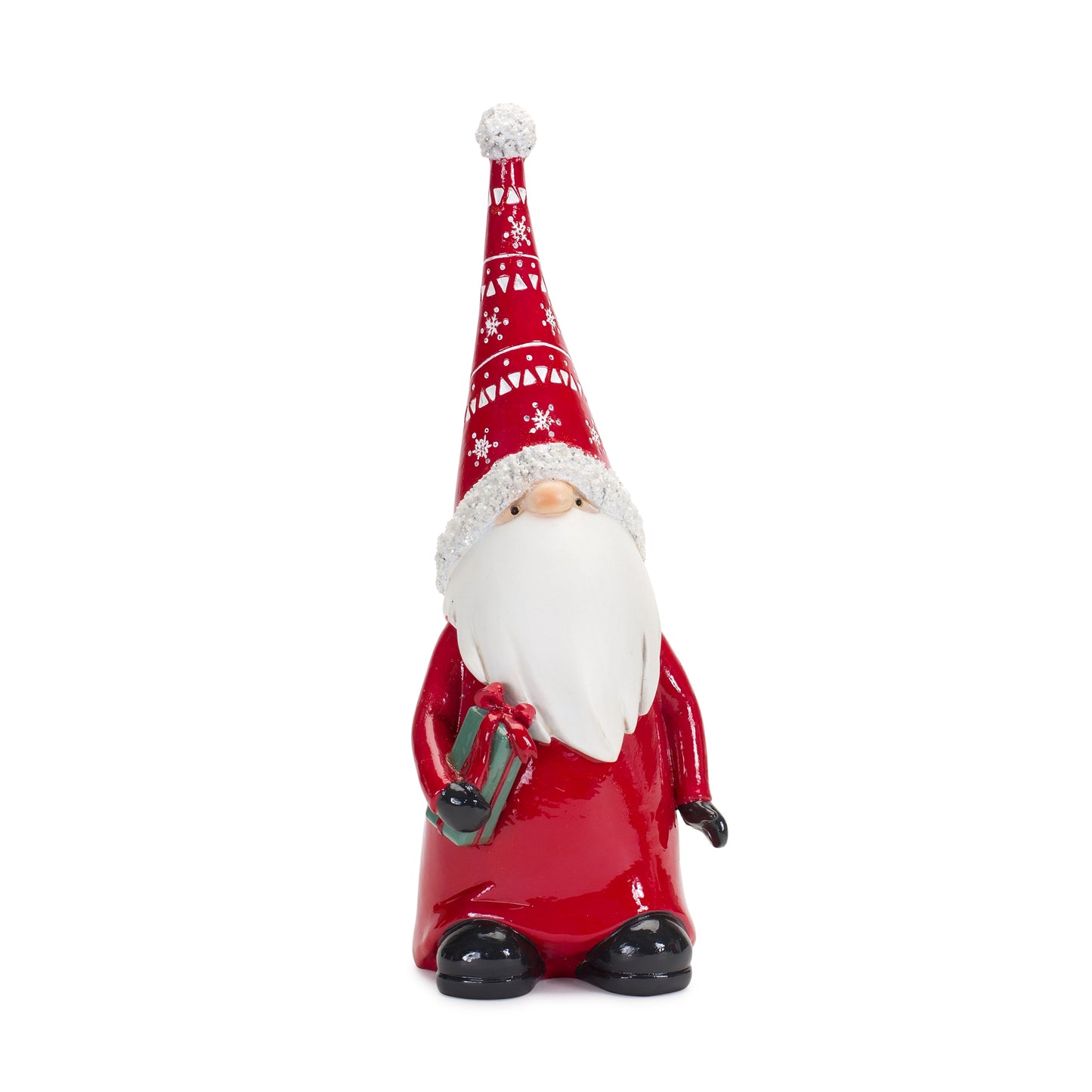 Gnome W/Wreath & Package (Set Of 2) 9"H Resin