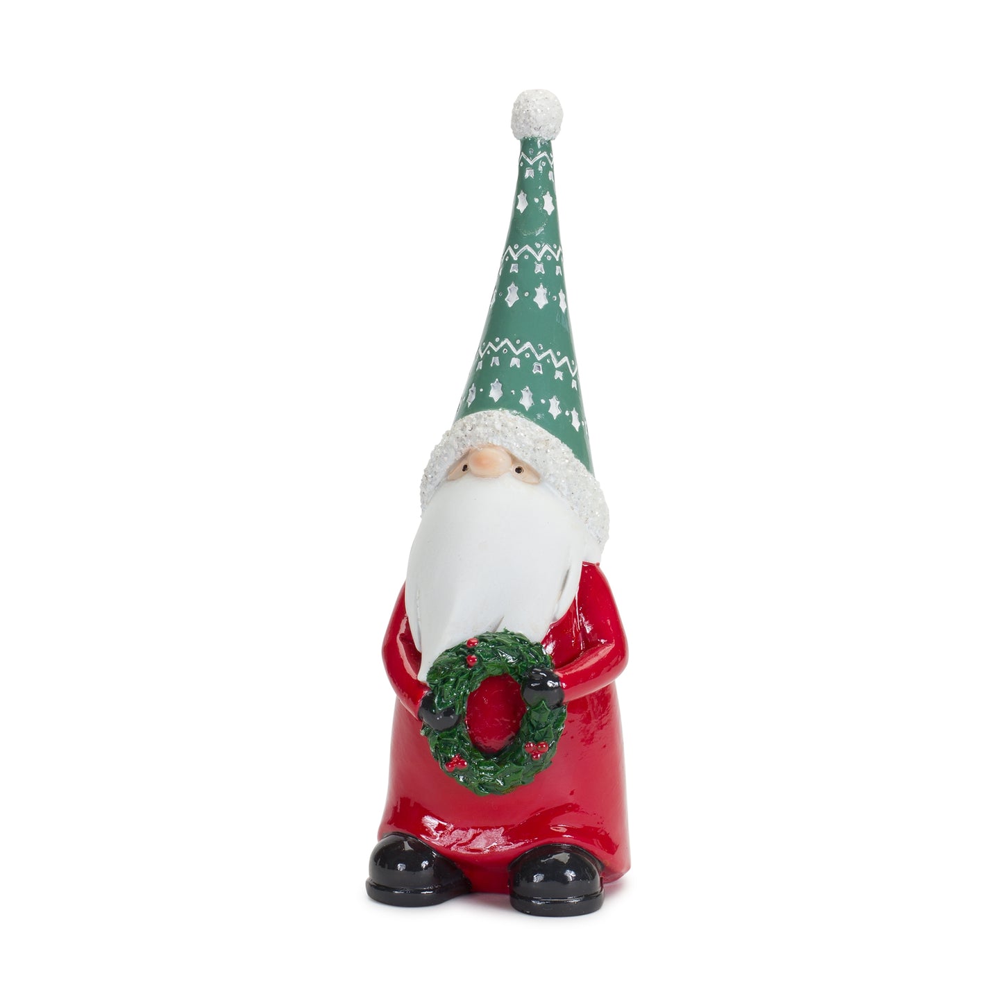 Gnome W/Wreath & Package (Set Of 2) 9"H Resin