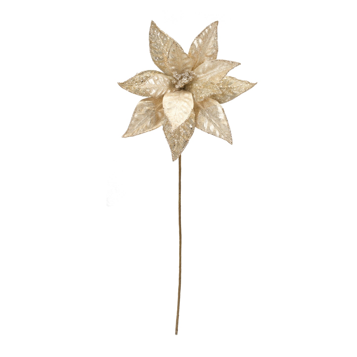 Poinsettia Stem (Set Of 6) 23"H Polyester, White, Tan