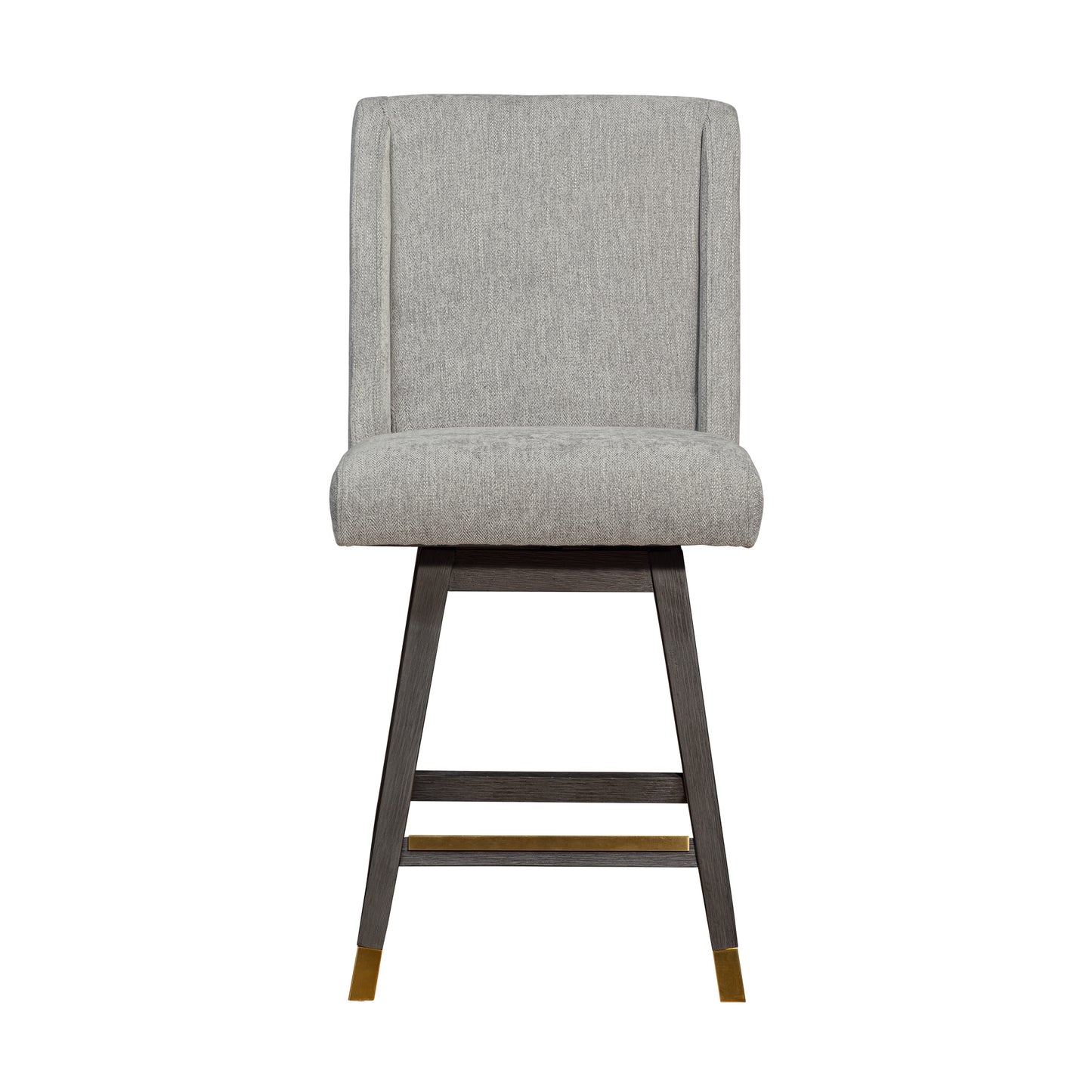 Stancoste Swivel Counter Stool in Grey Oak Wood Finish with Mocha Fabric