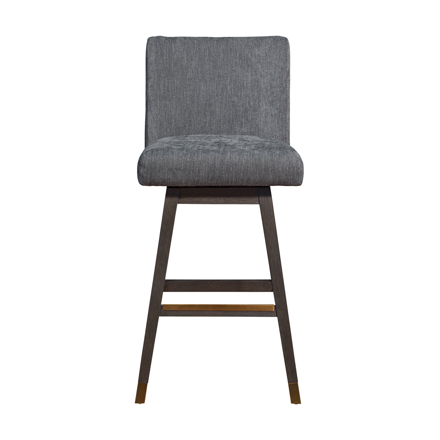 Basila Swivel Bar Stool in Grey Oak Wood Finish with Grey Fabric