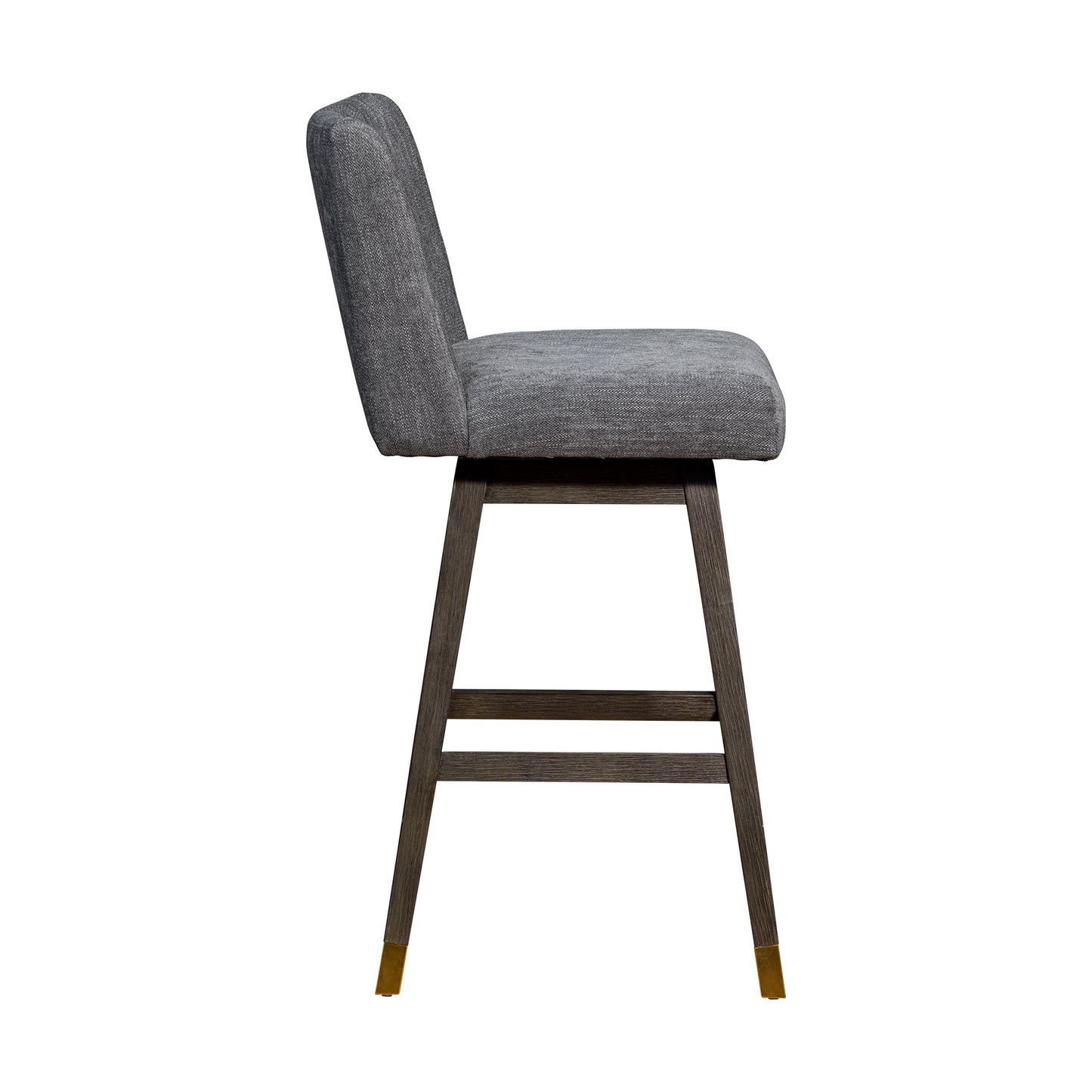 Basila Swivel Bar Stool in Grey Oak Wood Finish with Grey Fabric