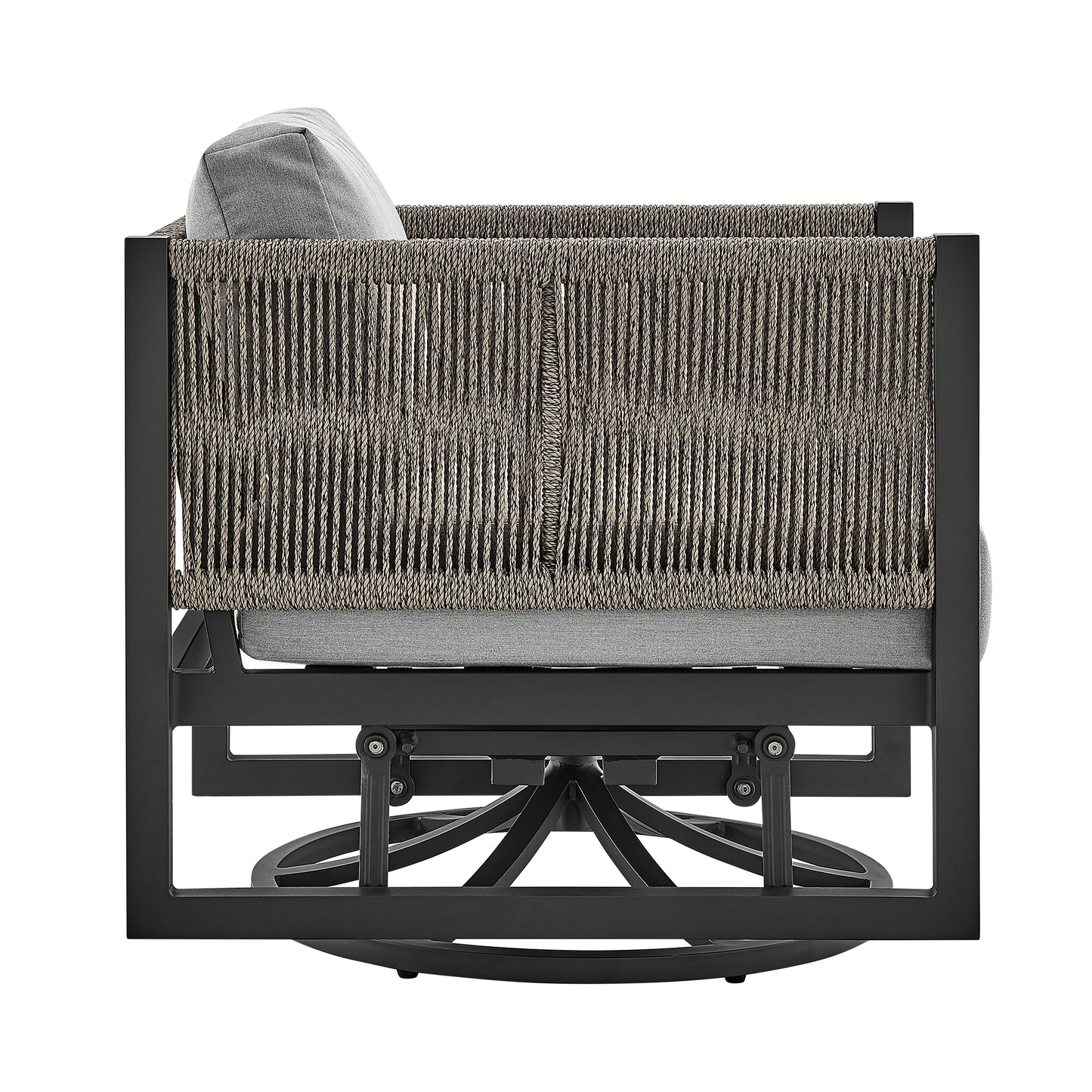 Cuffay Patio Swivel Glider Lounge Chair in Black Aluminum with Grey Cushions
