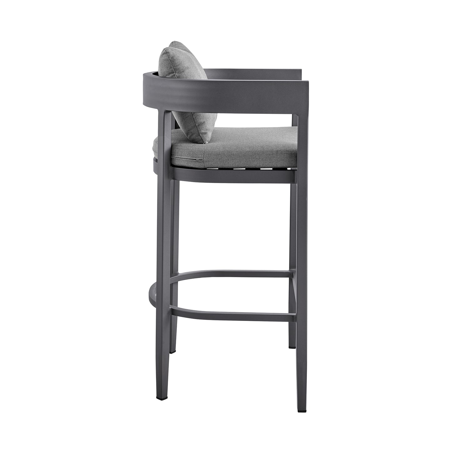 Argiope Outdoor Patio 5-Piece Bar Table Set in Aluminum with Grey Cushions