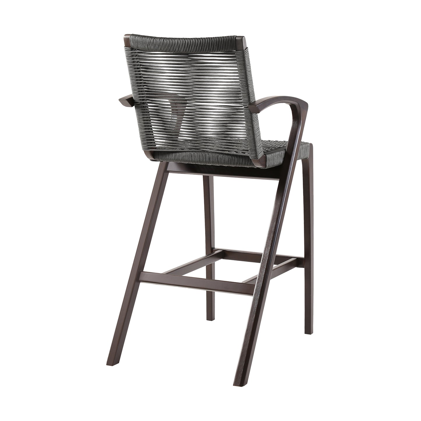 Nabila Dark Eucalyptus Wood and Grey Rope Counter and Bar Stool