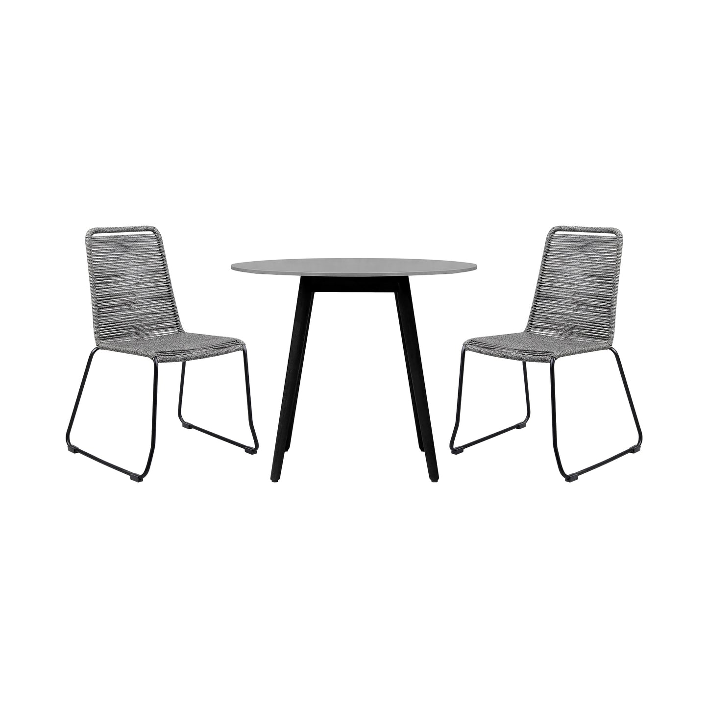 Sydney and Shasta 3 Piece Patio 36" Dining Set in Black Eucalyptus Wood
