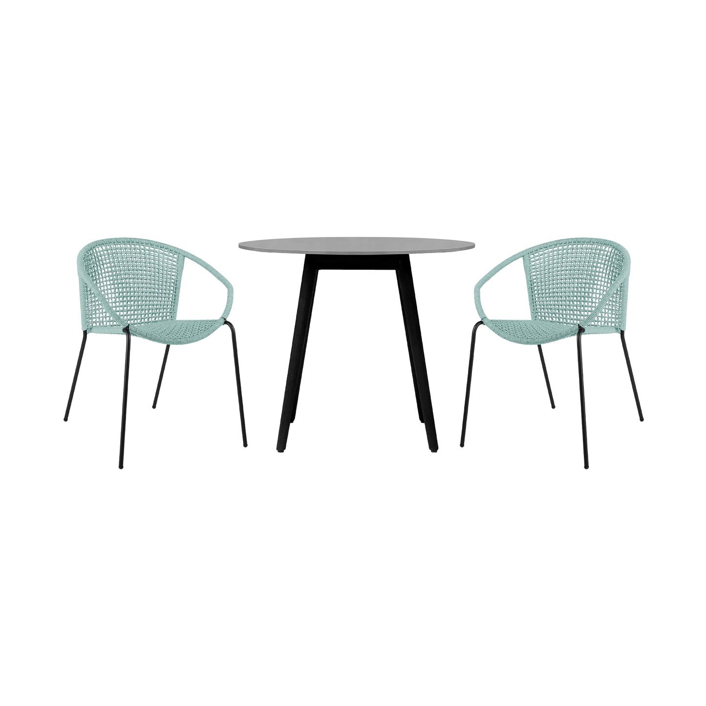 Sydney and Snack 3 Piece Patio 36" Dining Set in Black Eucalyptus Wood