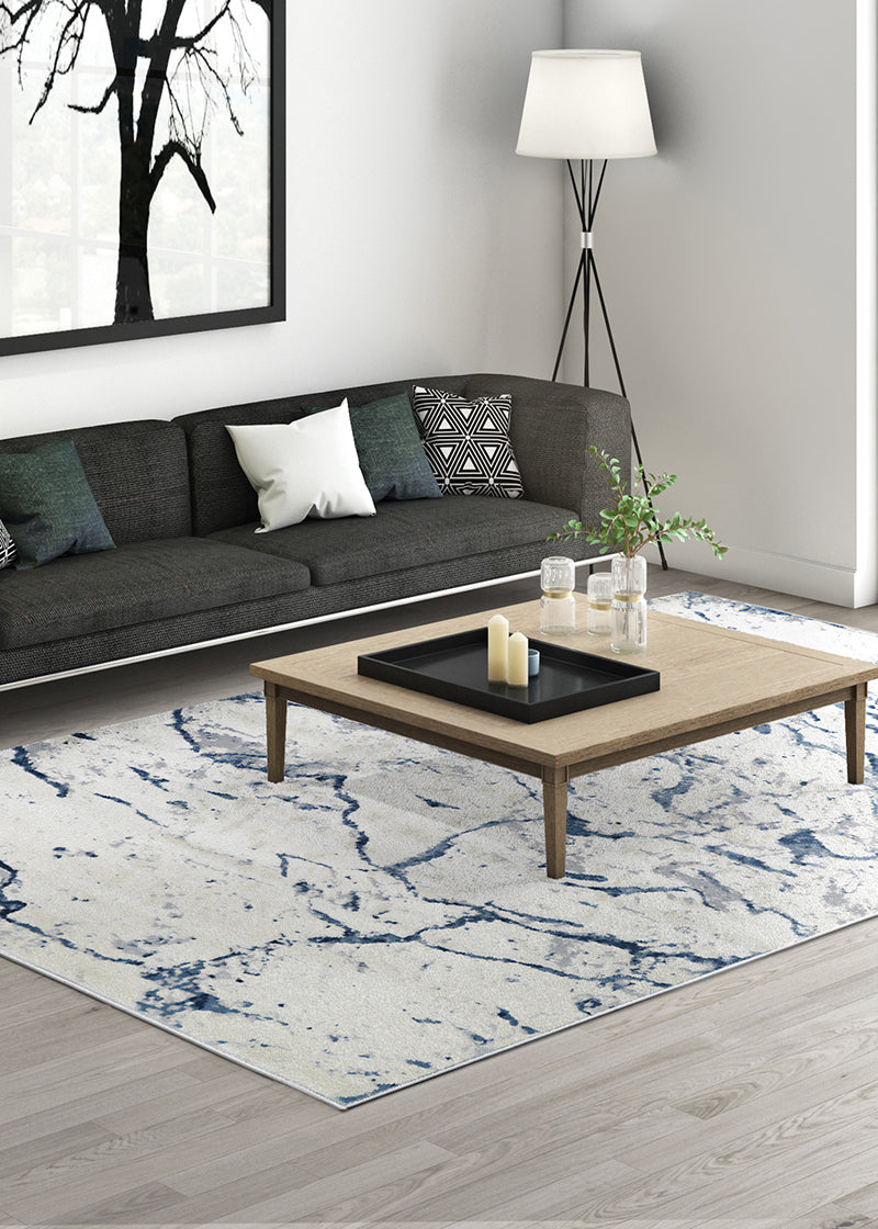 Couristan Marblehead Carrara Blue-Eggshell Rug 5'3" x 7'6"
