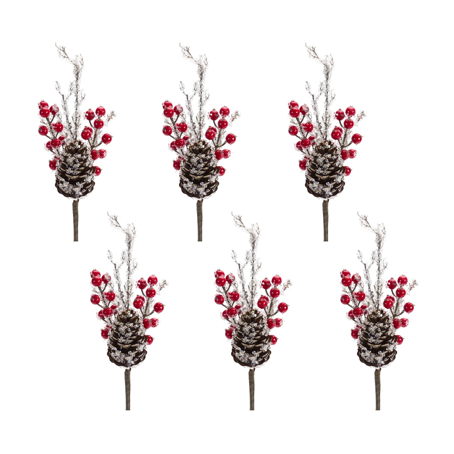 Icy Twig/Cone/Berry Pick (Set Of 6) 15"H Plastic