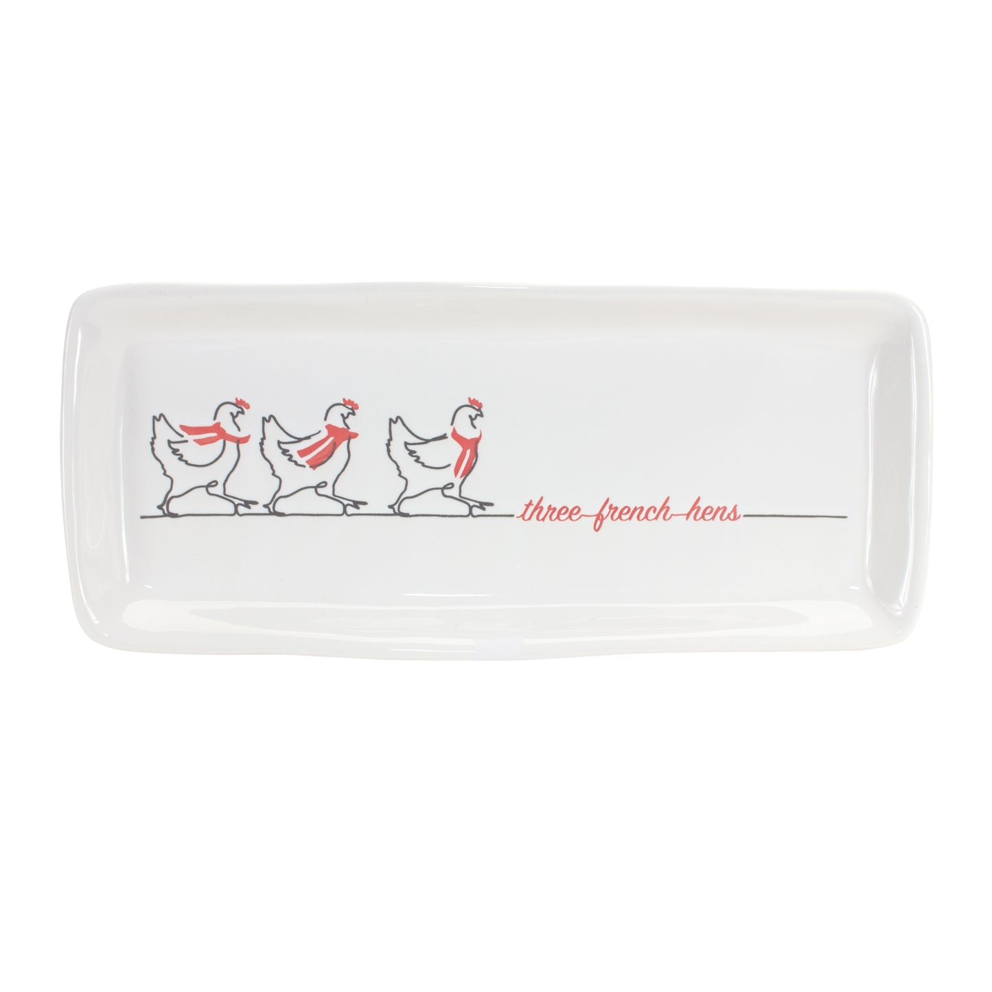 Three French Hens Platter (Set Of 2) 12.5"L x 5.5"W x 1"H Stoneware