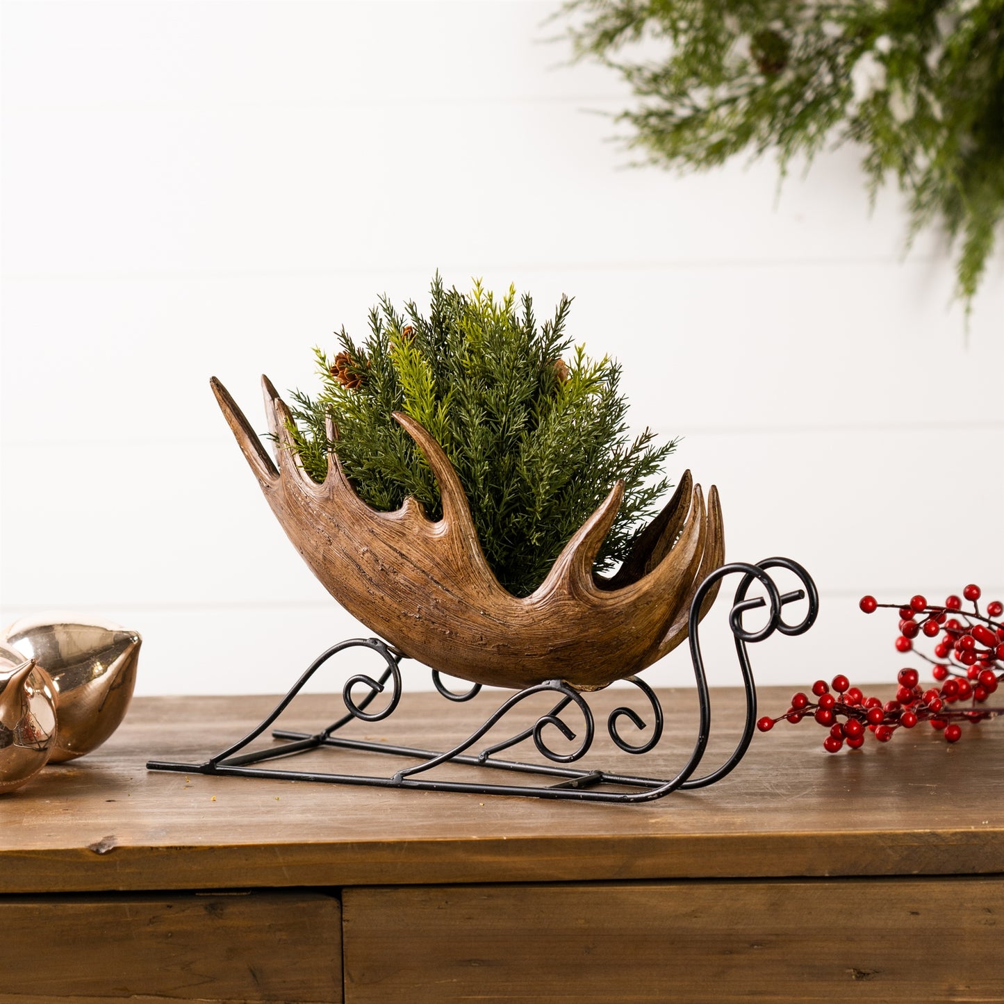 Antler Sleigh 15"L x 4.75"W x 8.75"H Resin/Metal