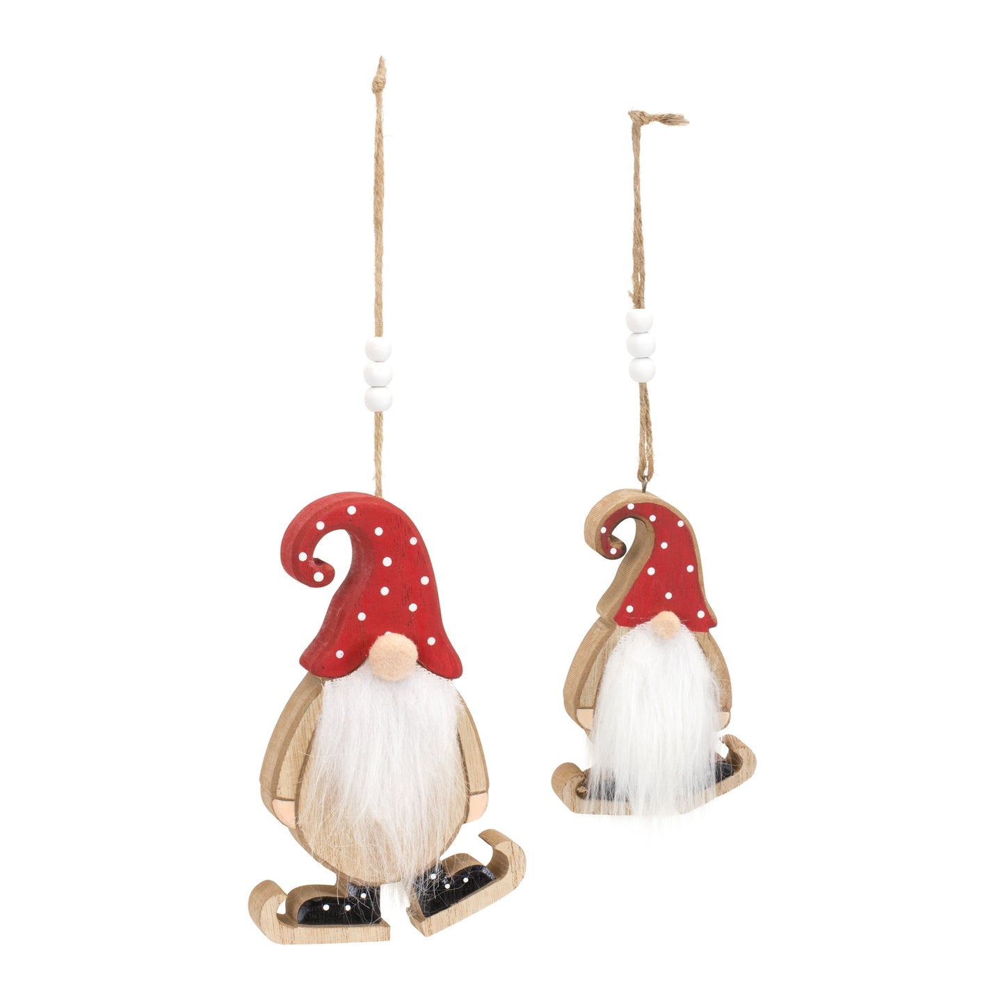 Gnome W/Skates Ornament (Set Of 12) 5"H, 6.5"H Wood