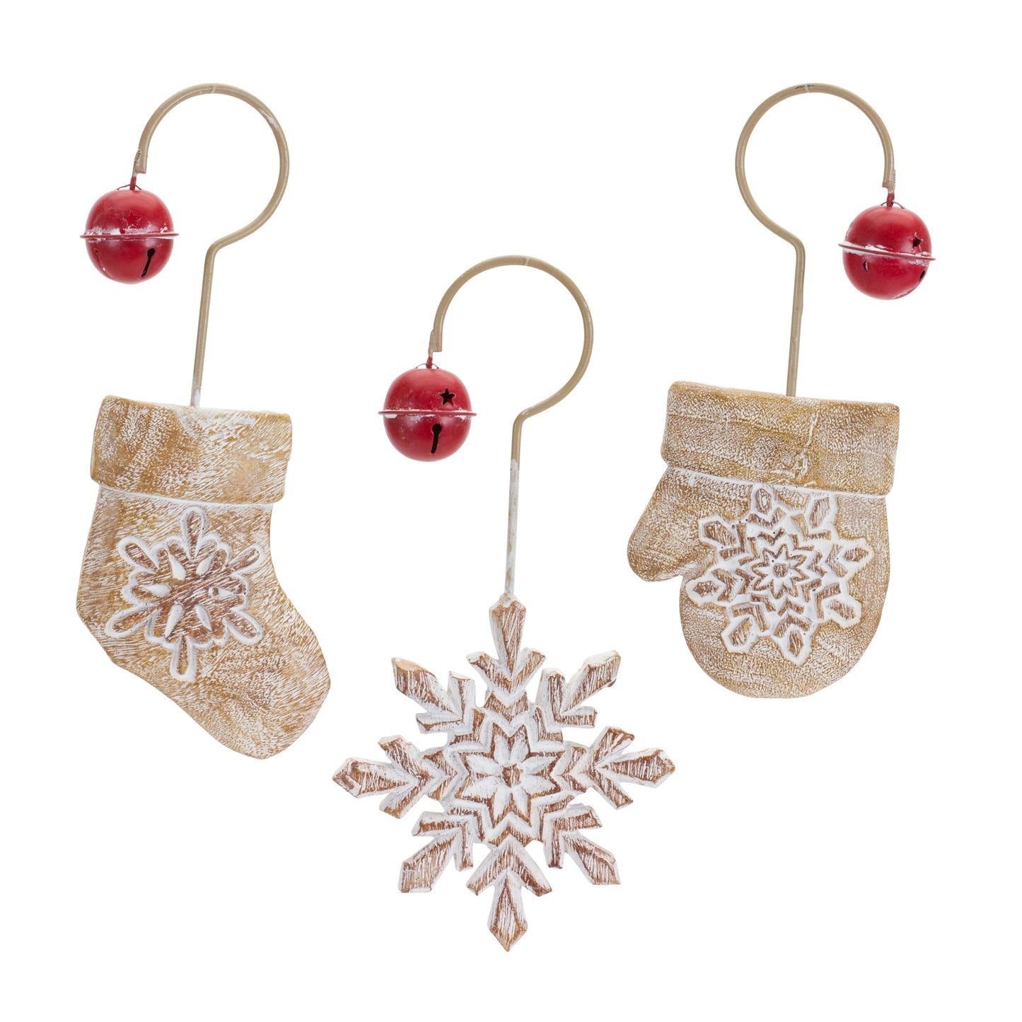 Stocking/Mitten/Snowflake Ornament (Set Of 6) 7.25"H, 8"H, 8.5"H Resin