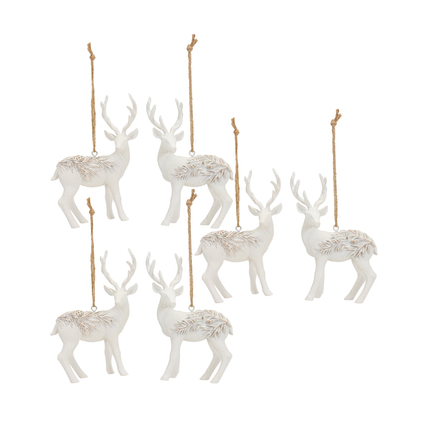 Deer Ornament (Set Of 6) 3.25"H Resin