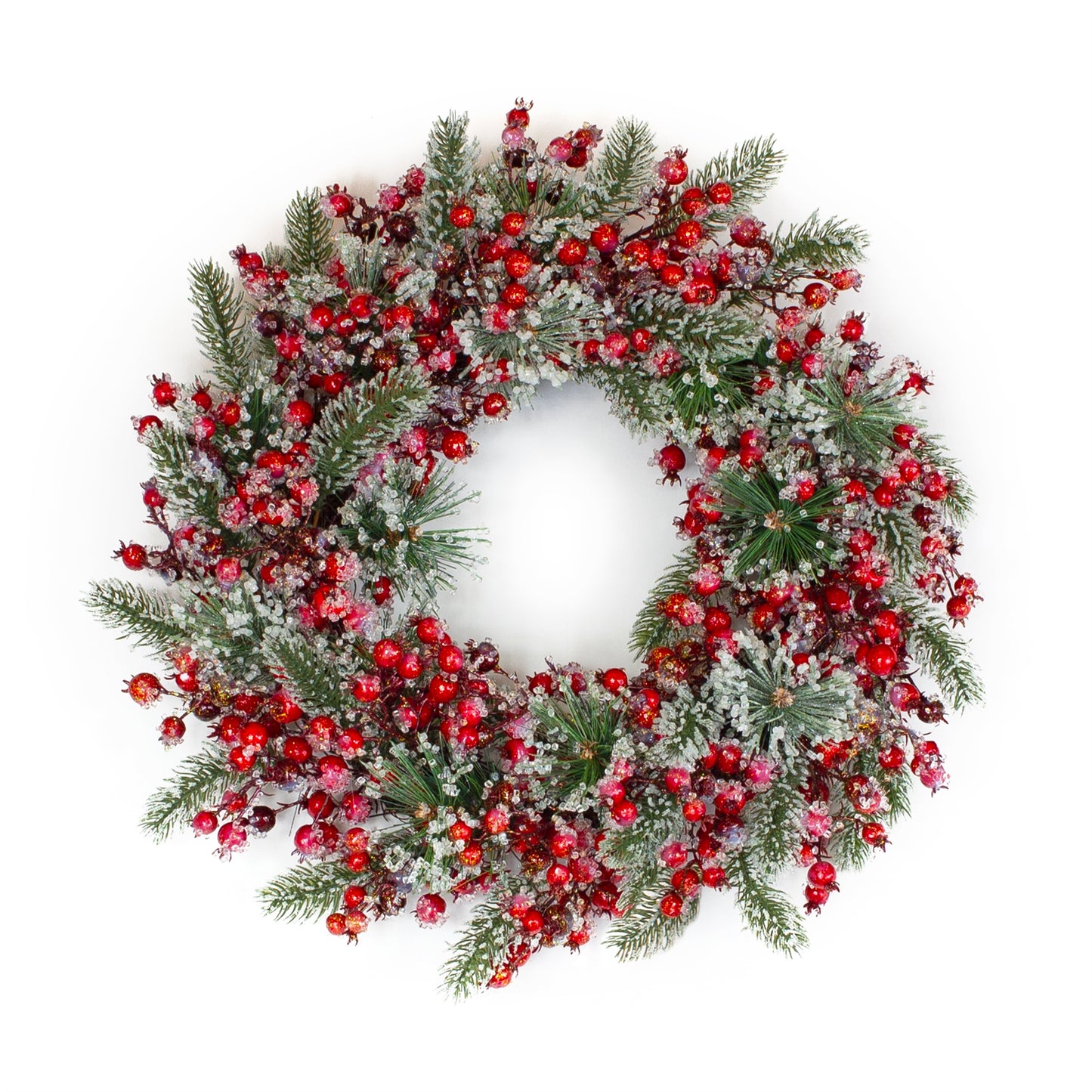 Iced Pine And Berry Wreath 21"D Foam/Plastic
