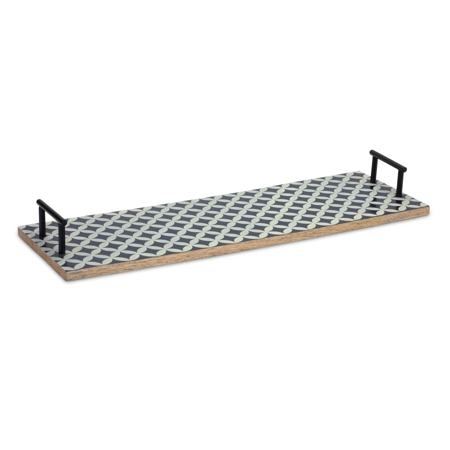 Tray (Set Of 2) 24"L x 8.25"W x 2.75"H Mango Wood/Iron