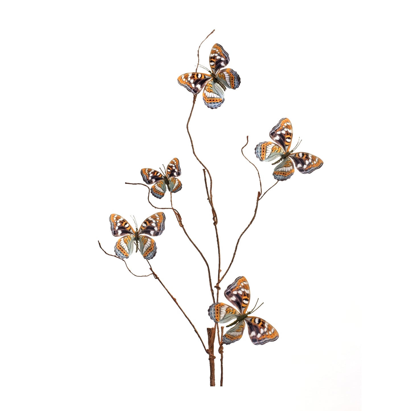 Butterfly Spray (Set Of 6) 39"H Polyester, Orange, Blue, Brown