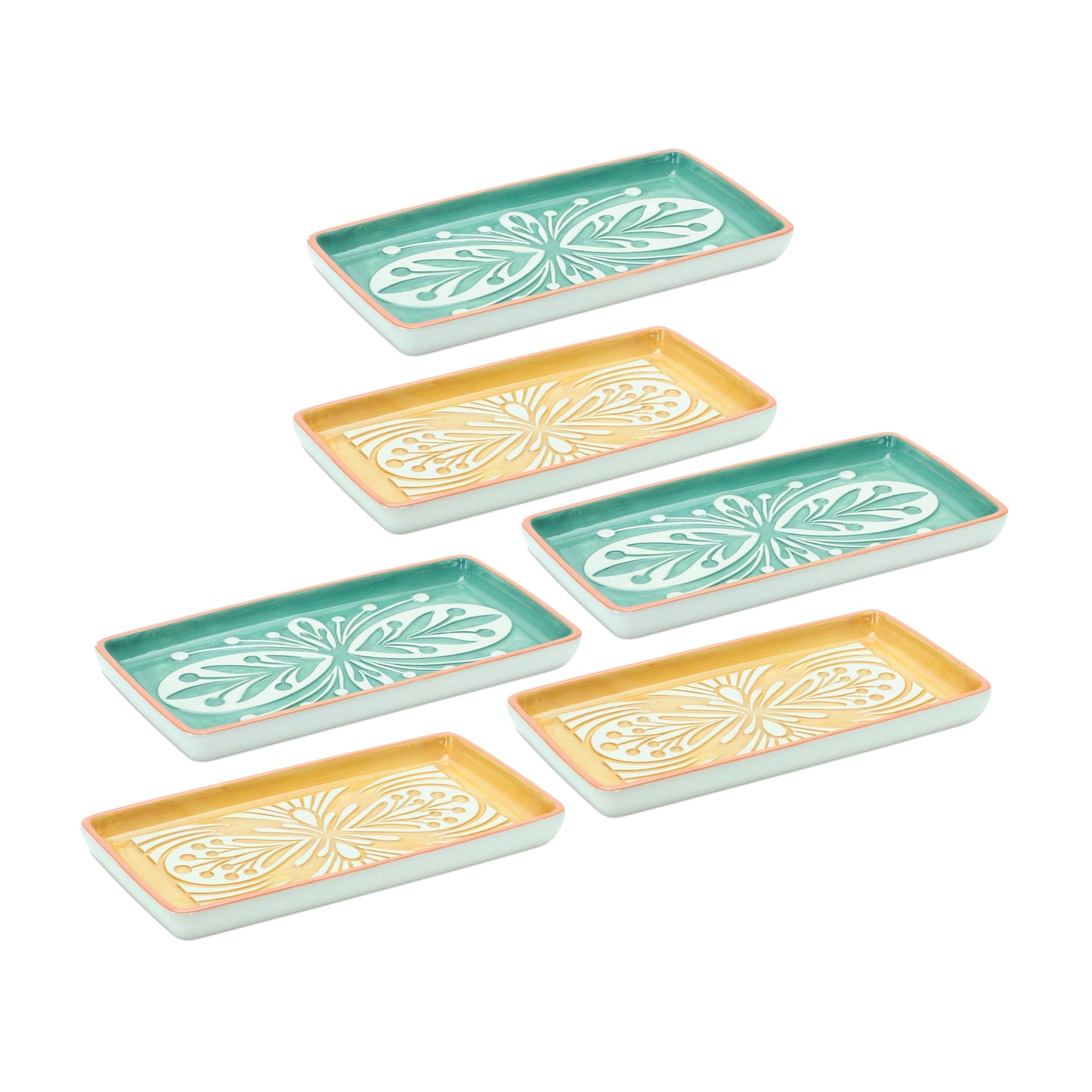 Tray (Set Of 6) 8"L x 4.25"W x 3.25"H Ceramic