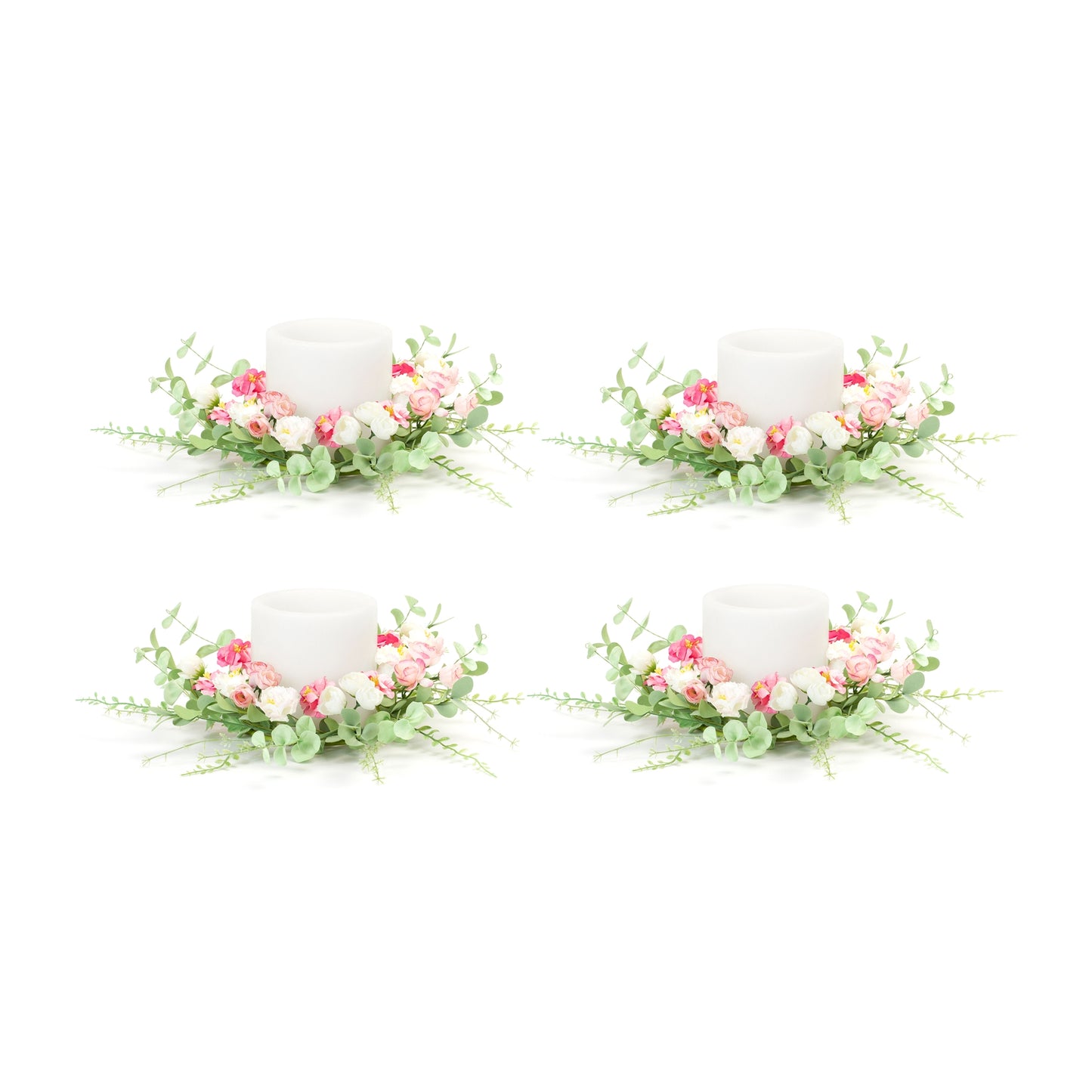 Mixed Floral Candle Ring (Set Of 4) 20"D Eva/Paper (Fits A 6" Candle)