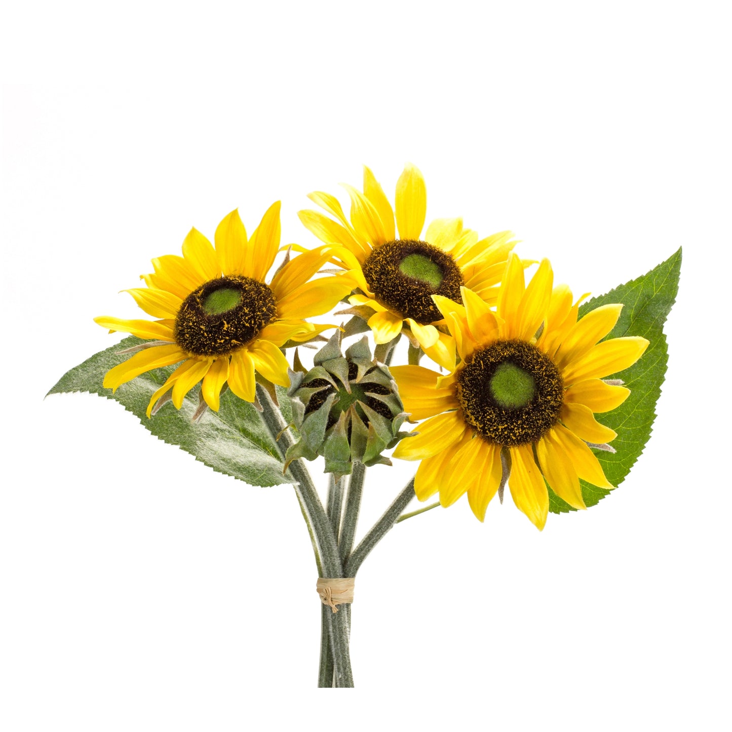 Sunflower Bouquet (Set Of 6) 11.5"H Polyester, Green, Brown, Yellow