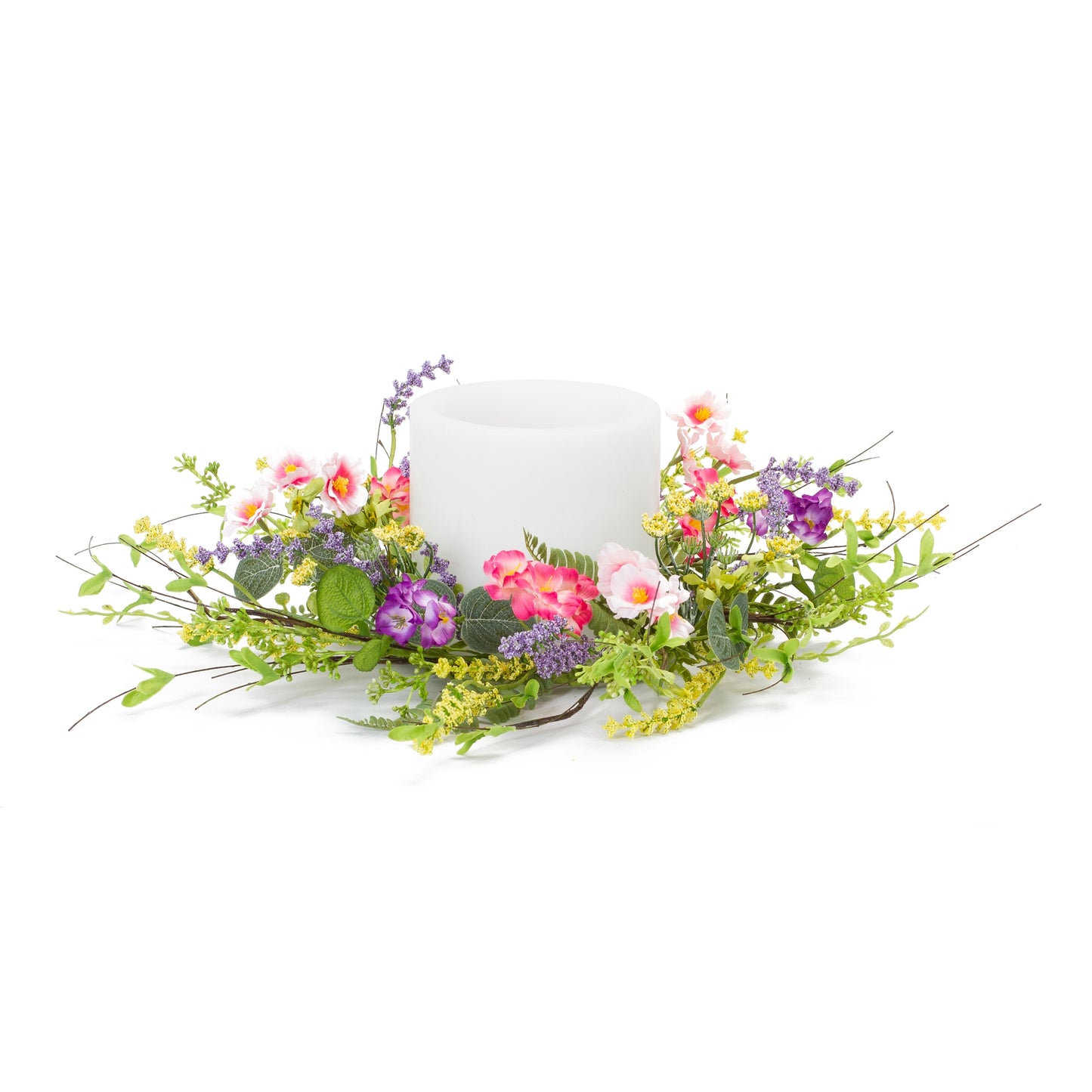 Mixed Floral Wreath (Set Of 4) 17"D Polyester/Plastic, Pink, Purple, Green