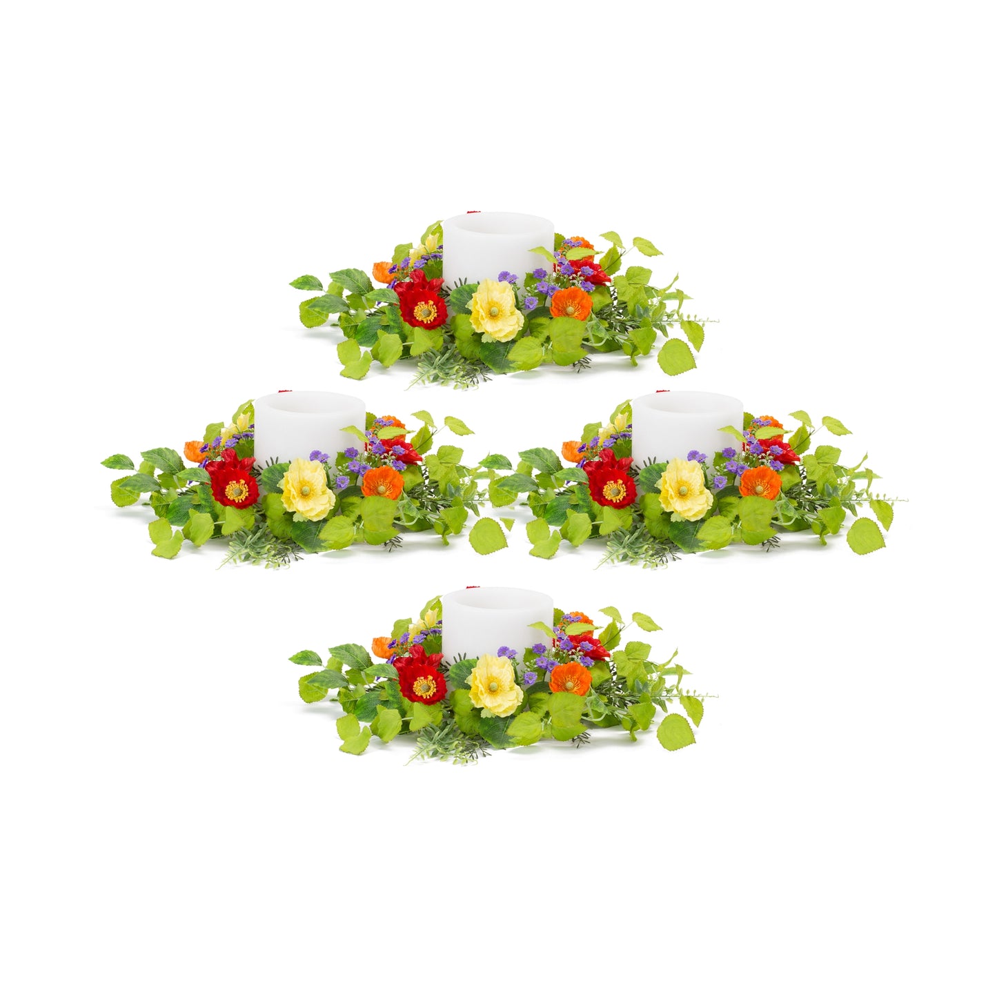 Mixed Poppy Candle Ring (Set Of 4) 19"D Polyester (Fits A 6" Candle)