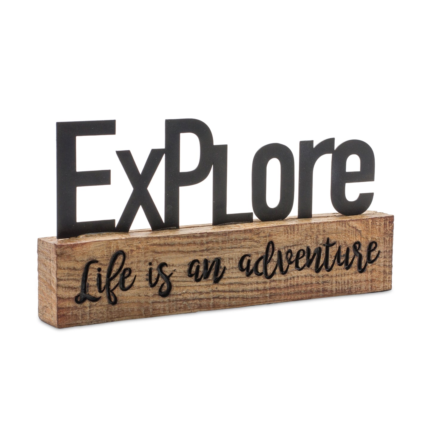 Explore And Welcome Sign (Set Of 2) 9"L x 4.5"H, 10"L x 5"H Resin
