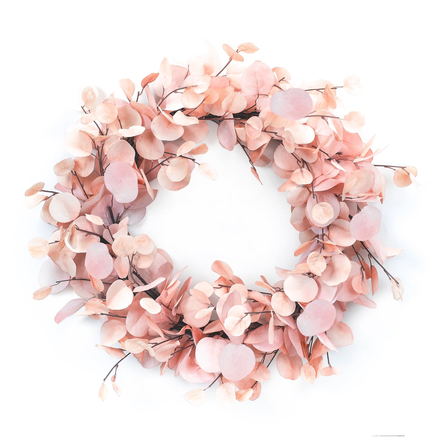 Eucalyptus Wreath 27"D Polyester, Pink