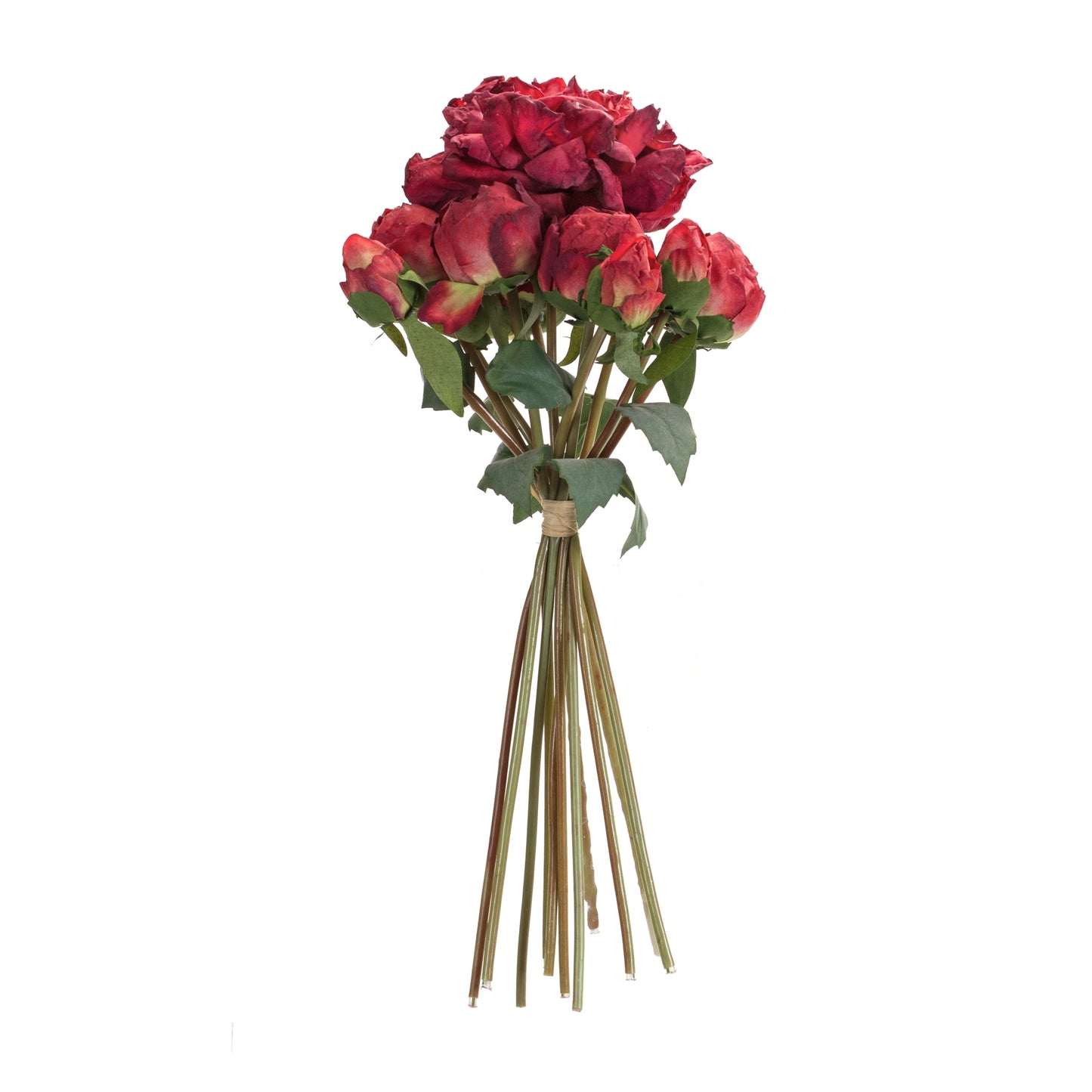Peony Bouquet (Set Of 6) 16"H Polyester, Red, Green