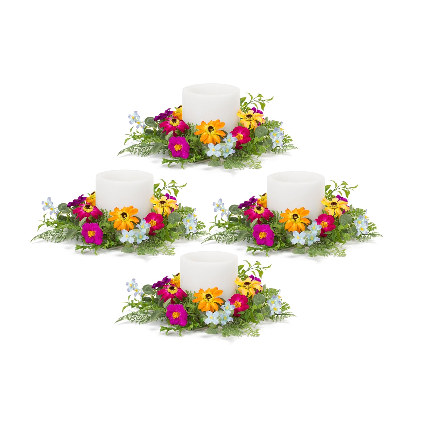 Zinnia Candle Ring (Set Of 4) 15.5"D Polyester (Fits A 6" Candle)