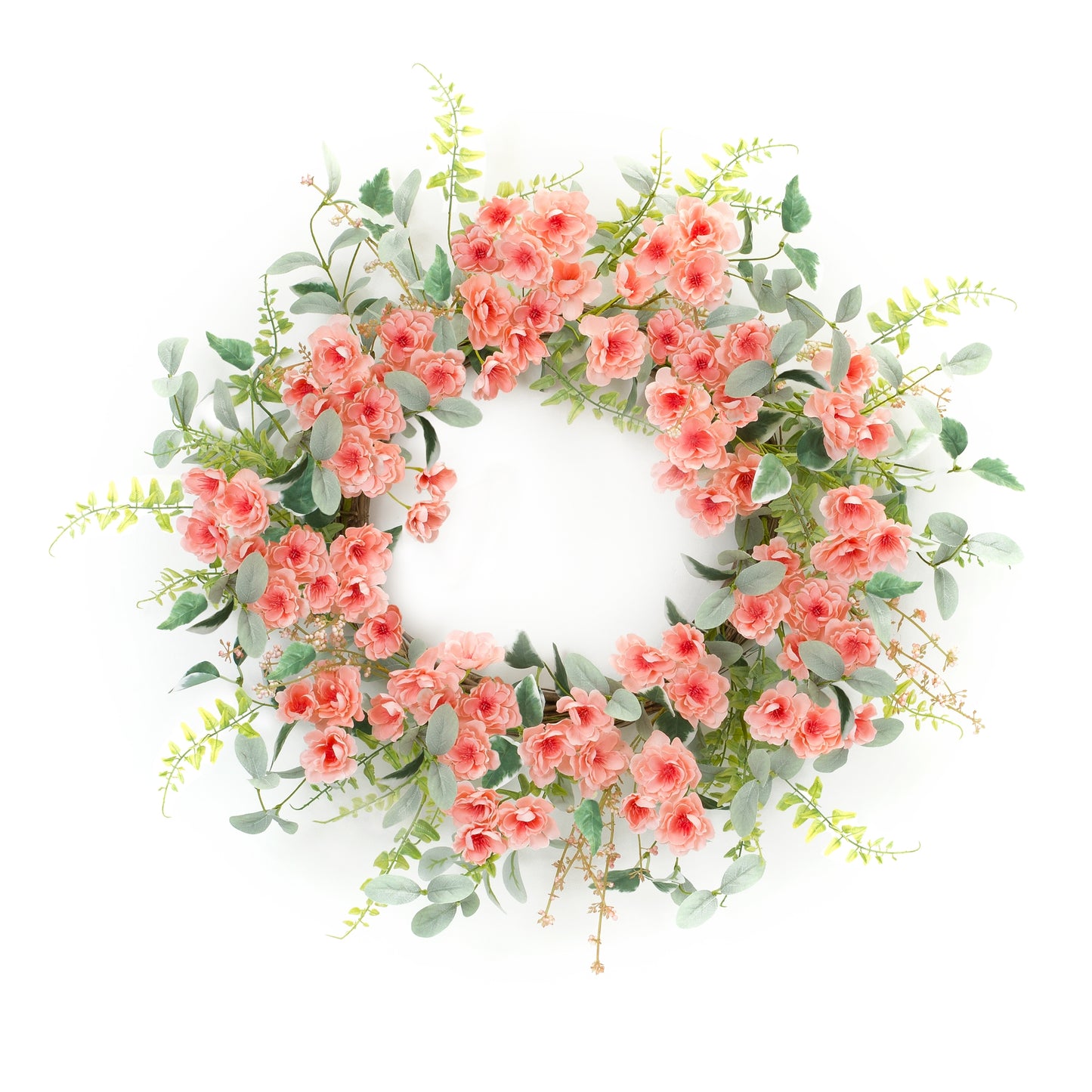 Mixed Floral Wreath 21.75"D Polyester