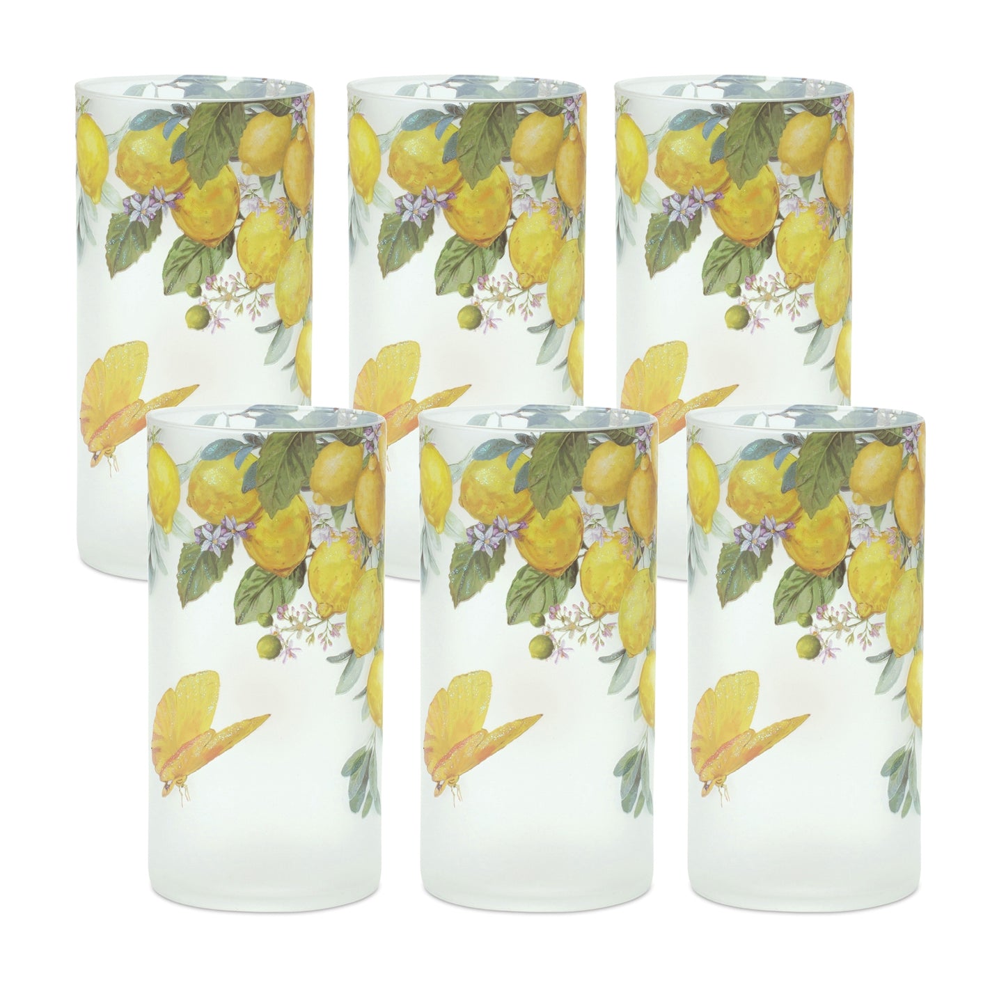Lemon Candle Holder (Set Of 6) 4"D x 8"H Glass