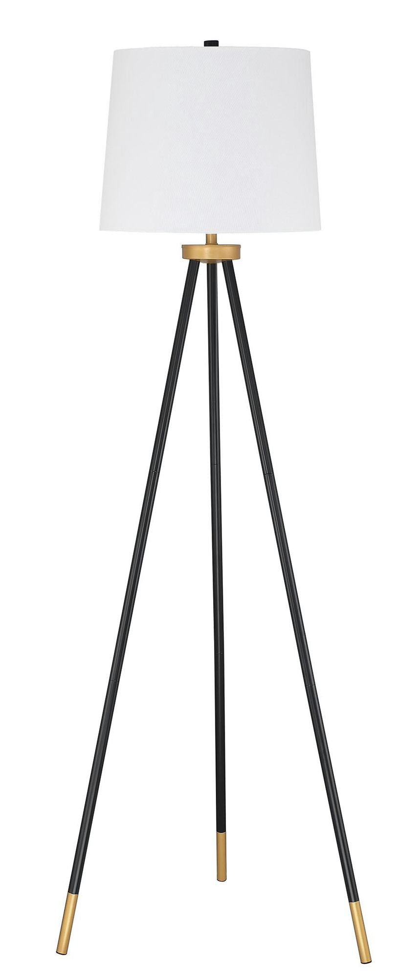 Floor Lamp 1 Light Tripod with Shade, Painted Black and Gold, Indoor