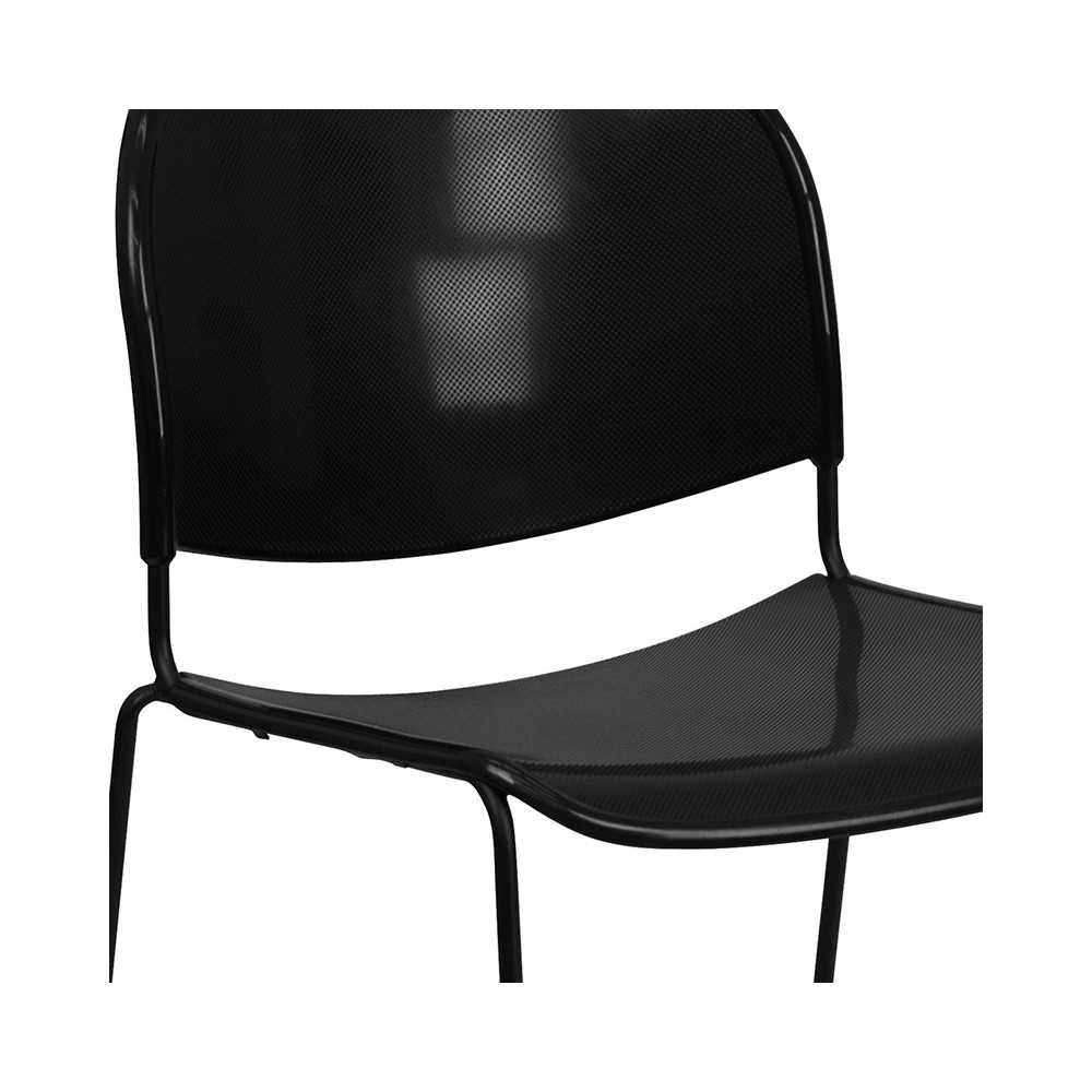 880 lb. Capacity Black Ultra-Compact Stack Chair with Black Powder Coated Frame