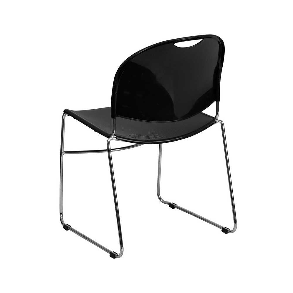 880 lb. Capacity Black Ultra-Compact Stack Chair with Chrome Frame