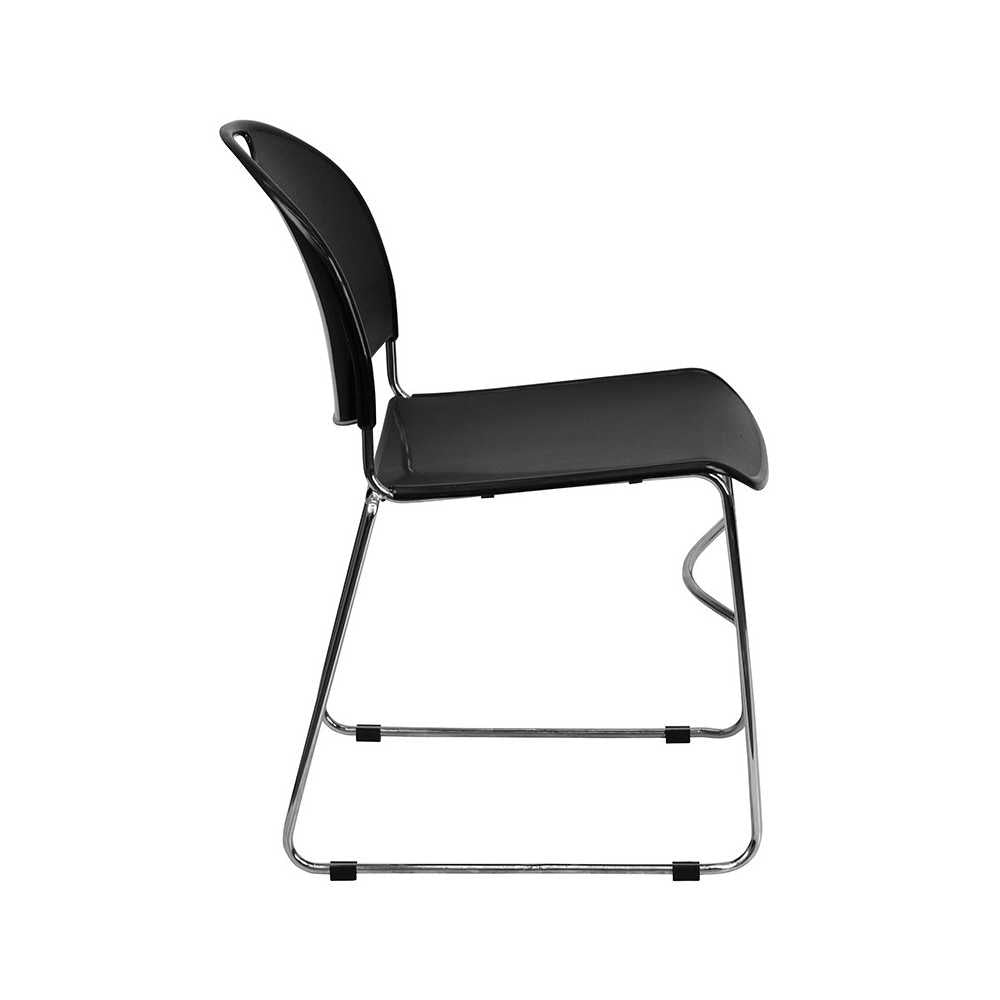 880 lb. Capacity Black Ultra-Compact Stack Chair with Chrome Frame