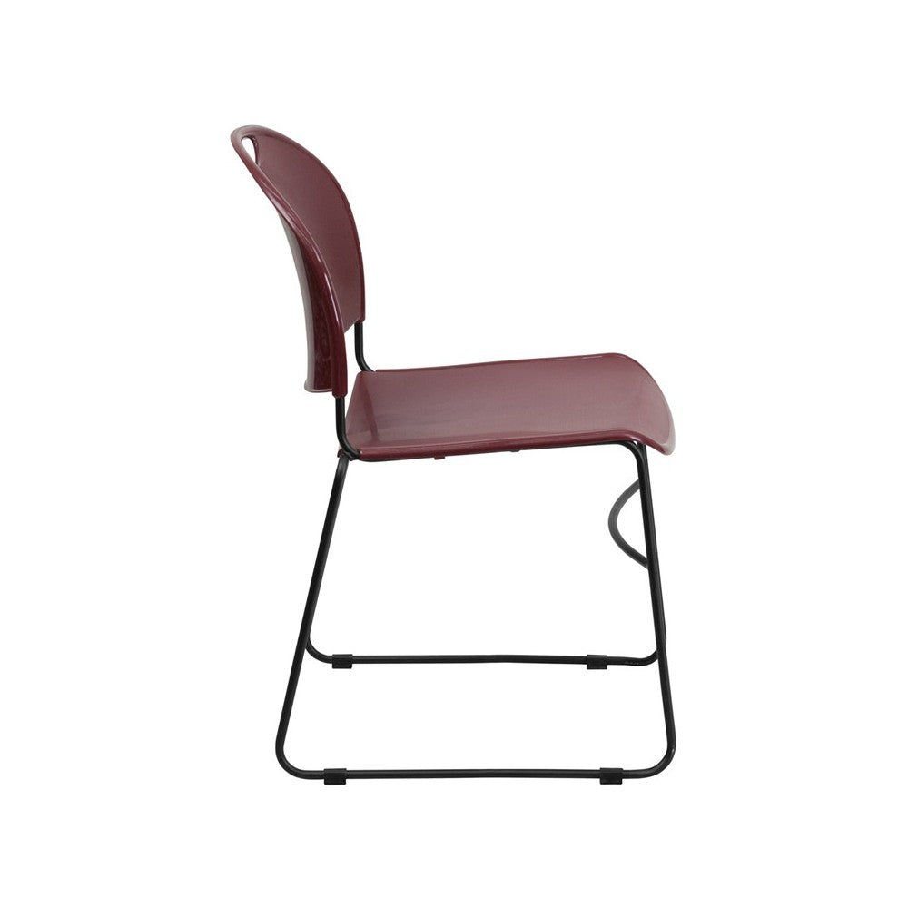 880 lb. Capacity Burgundy Ultra-Compact Stack Chair with Black Powder Coated Frame