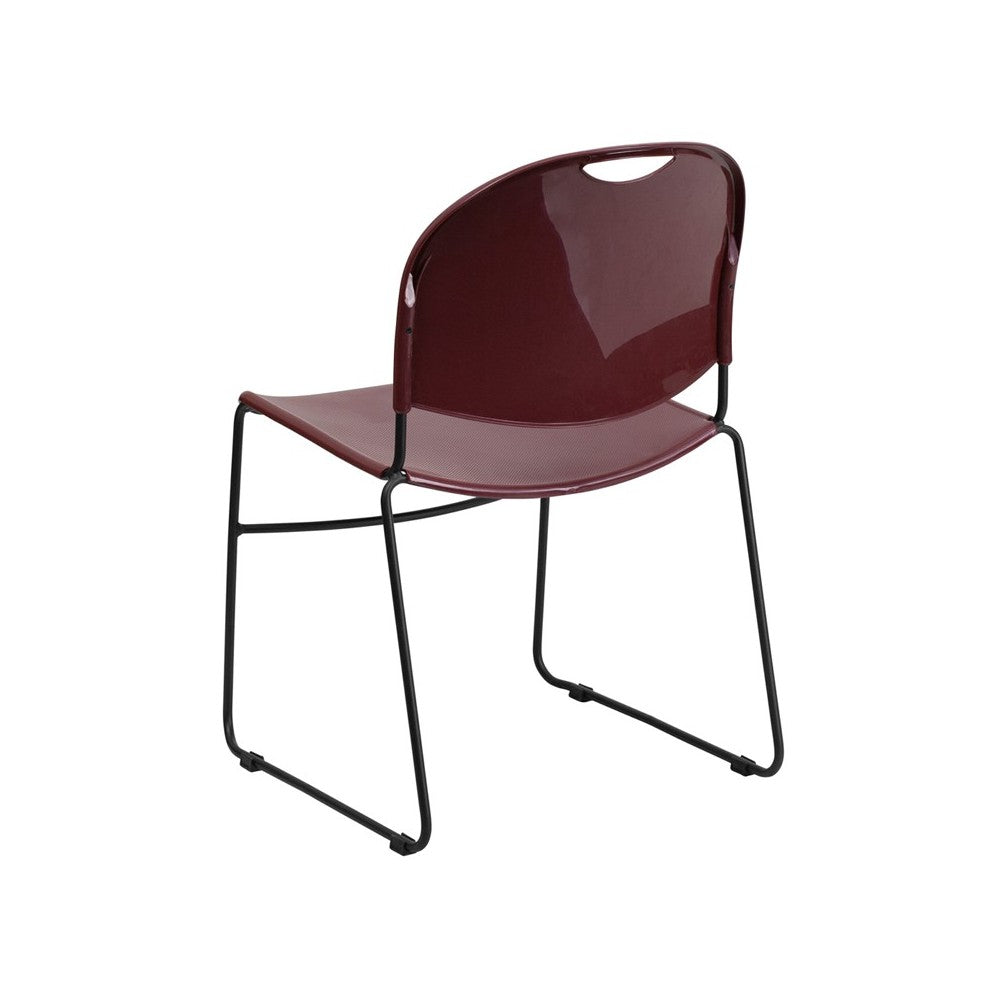 880 lb. Capacity Burgundy Ultra-Compact Stack Chair with Black Powder Coated Frame