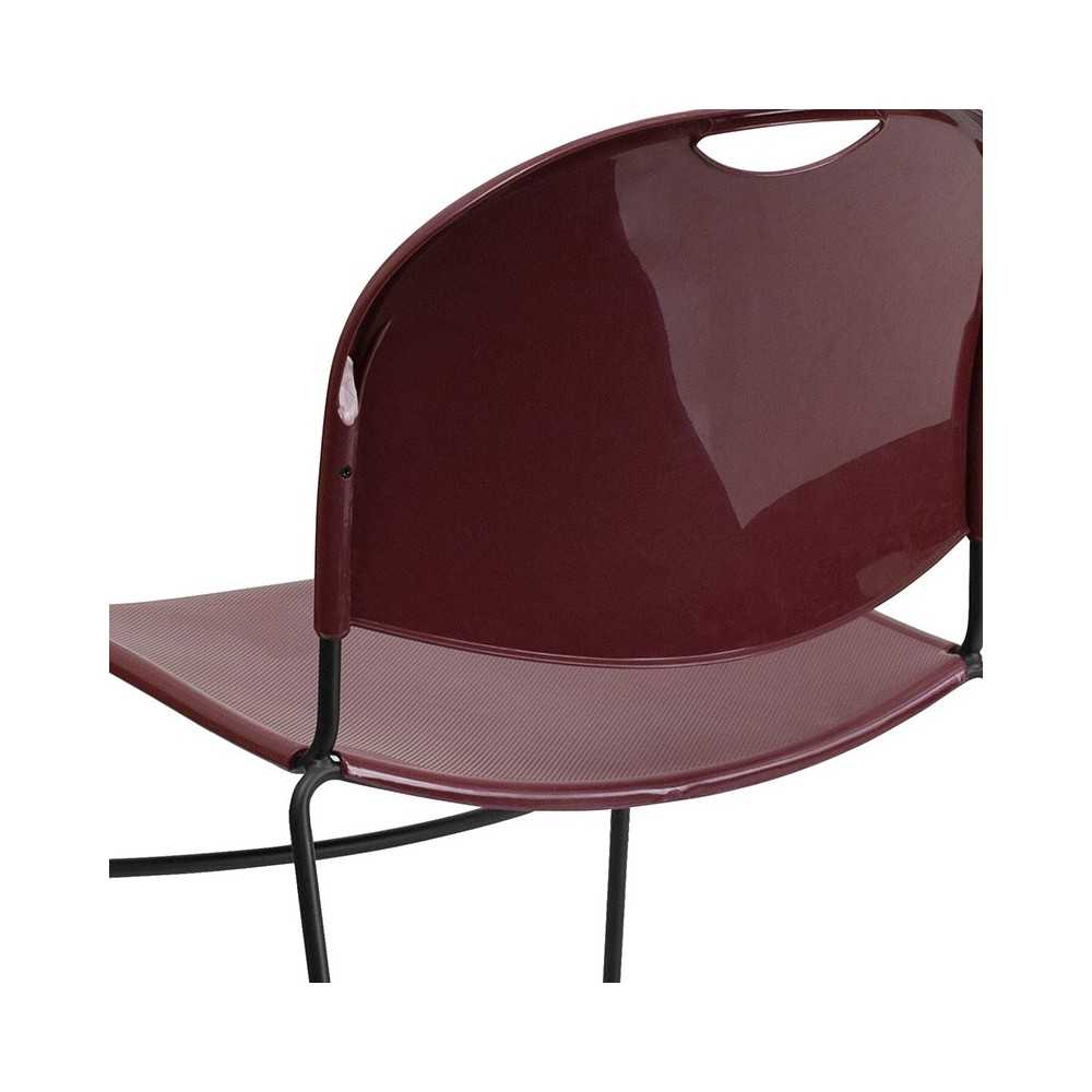880 lb. Capacity Burgundy Ultra-Compact Stack Chair with Black Powder Coated Frame