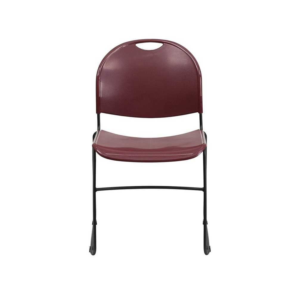 880 lb. Capacity Burgundy Ultra-Compact Stack Chair with Black Powder Coated Frame