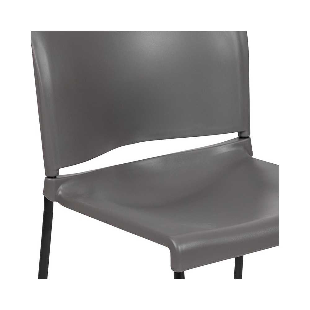 880 lb. Capacity Gray Full Back Contoured Stack Chair with Black Powder Coated Sled Base