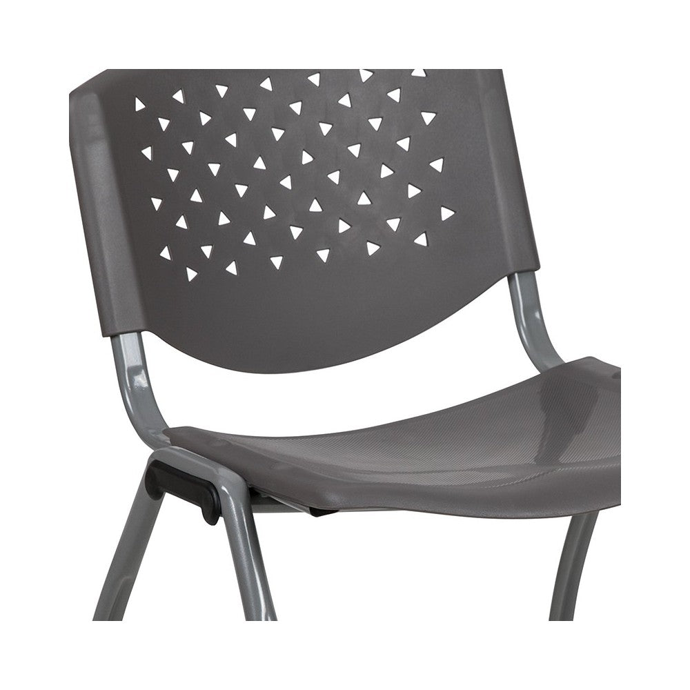 880 lb. Capacity Gray Plastic Stack Chair with Titanium Gray Powder Coated Frame