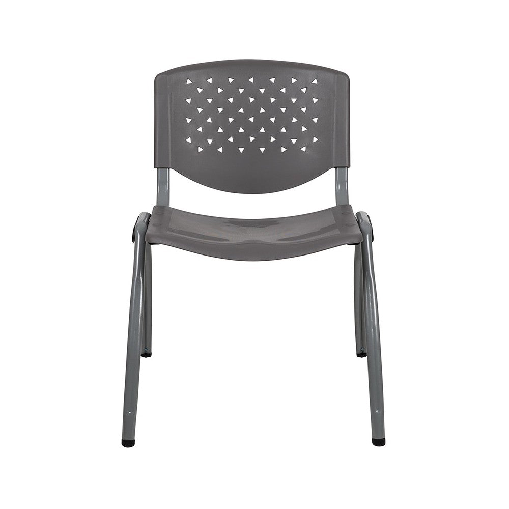 880 lb. Capacity Gray Plastic Stack Chair with Titanium Gray Powder Coated Frame