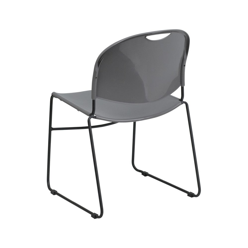 880 lb. Capacity Gray Ultra-Compact Stack Chair with Black Powder Coated Frame