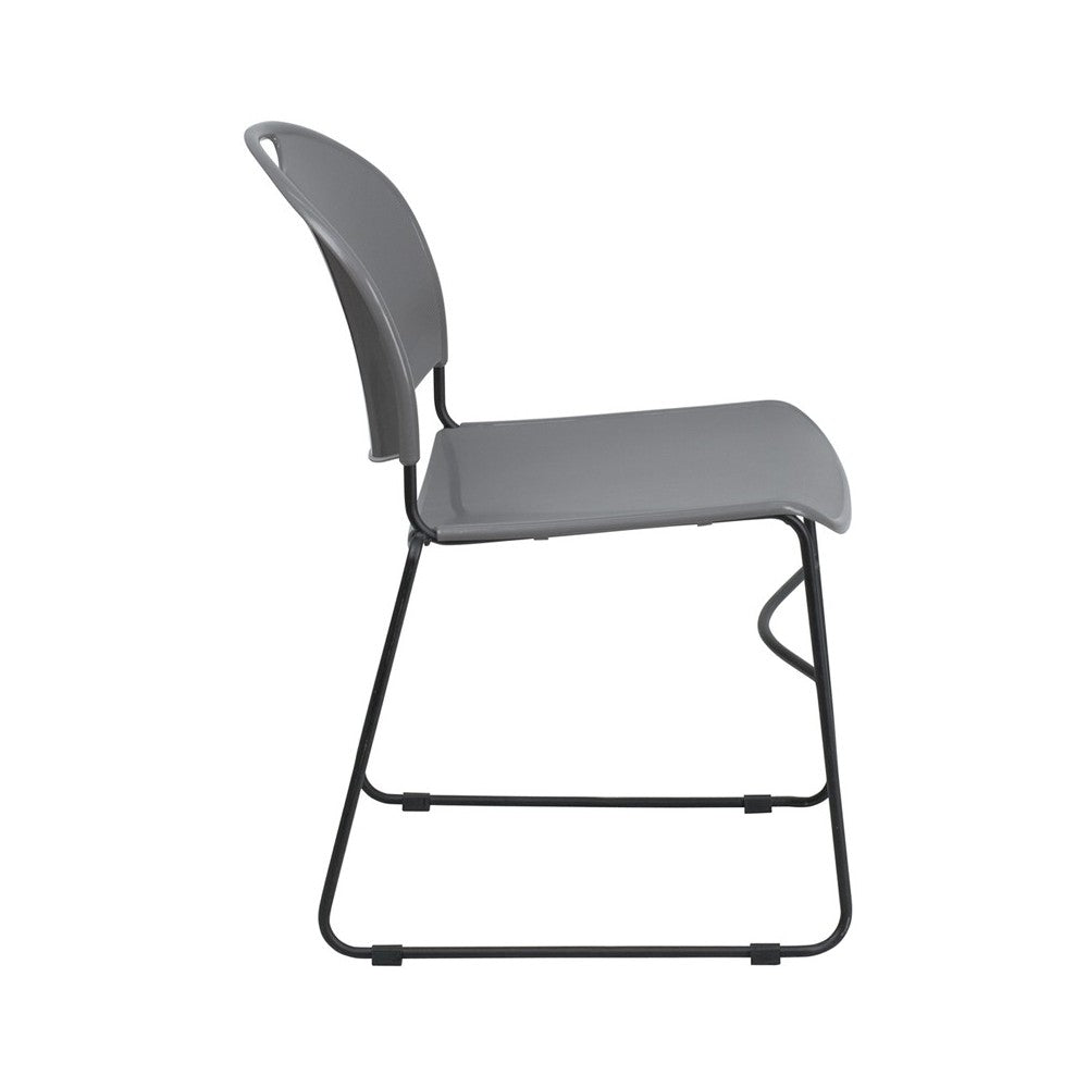 880 lb. Capacity Gray Ultra-Compact Stack Chair with Black Powder Coated Frame