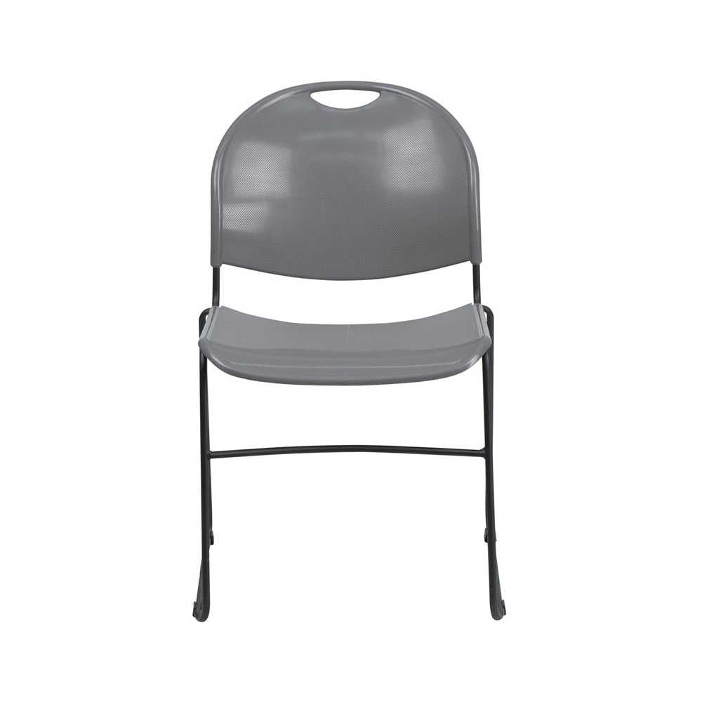 880 lb. Capacity Gray Ultra-Compact Stack Chair with Black Powder Coated Frame